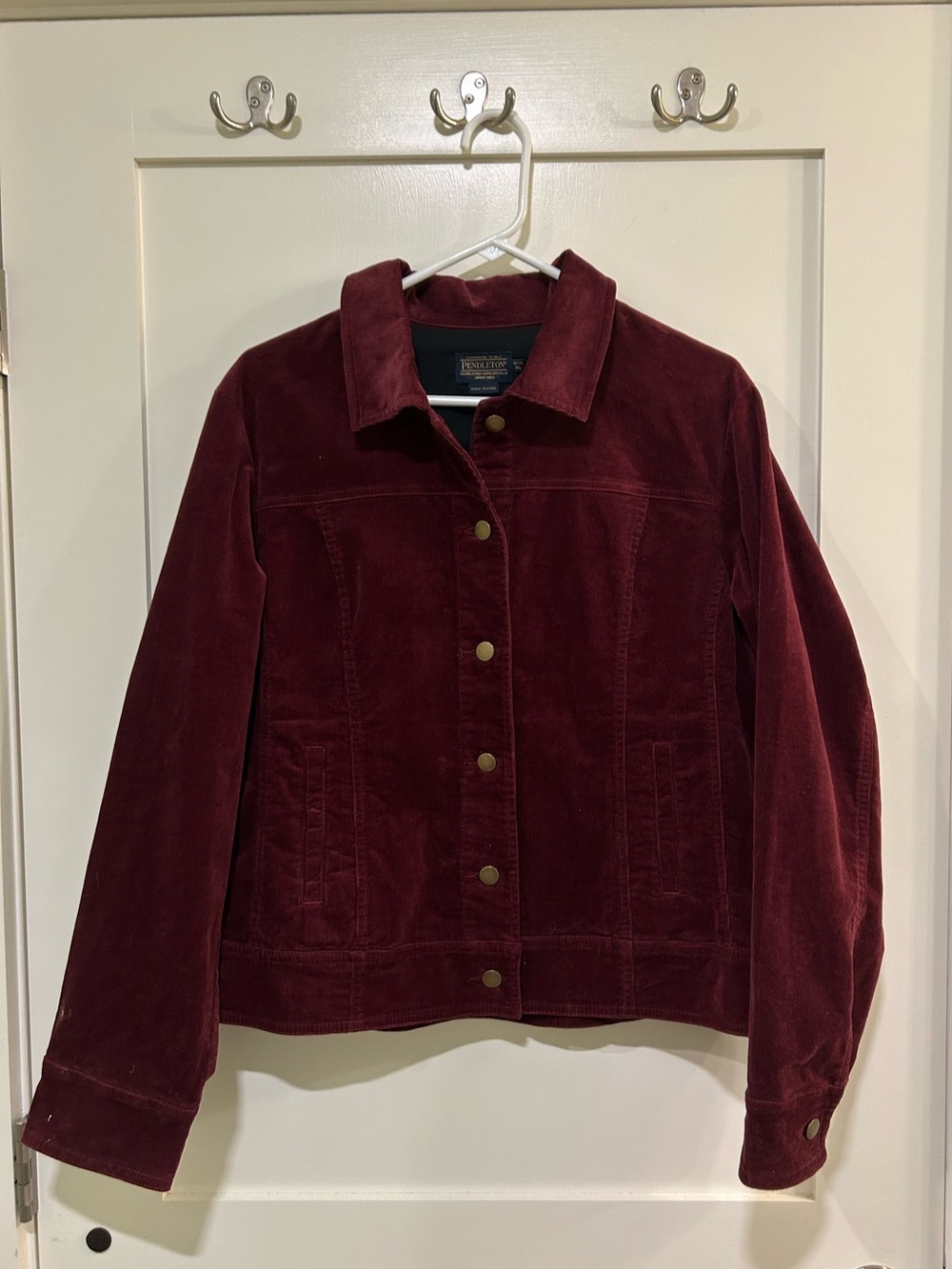 Pendleton Burgundy Corduroy Jacket Petite XL Snap Front Barn Trucker Fall
